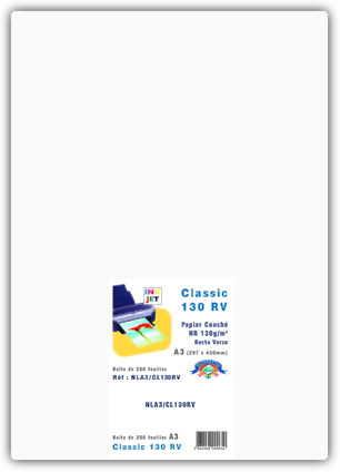 Classic 130 Recto-Verso, papier Couché Double Face HR 130g/m2<br>Format : A3 (200 feuilles)