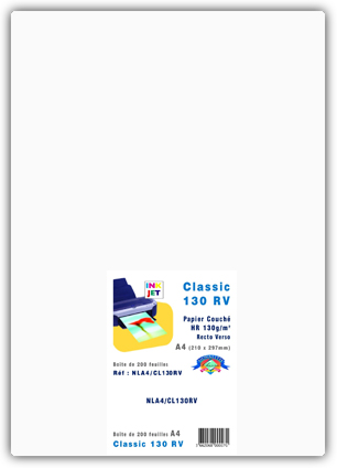 Classic 130 Recto Verso, papier Couché Double Face HR 130g/m2<br>Format : A4 (200 feuilles)