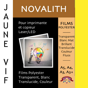 Film Polyester Laser Jaune vif Mat 120 µ<br>Format : A3 (100 feuilles)